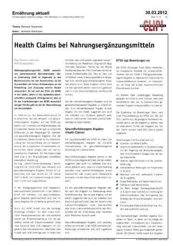 Health Claims bei Nahrungsergänzungsmitteln - PHH Rechtsanwälte