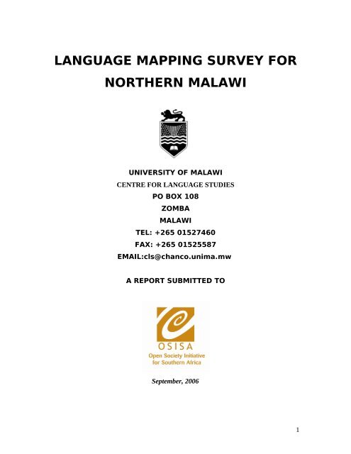 languages and area spoken for chitipa - Centre for Language Studies