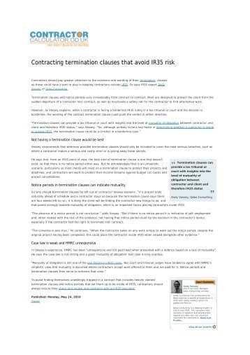 Contracting termination clauses that avoid IR35 risk - Contractor ...