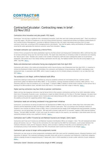 Contracting news in brief - Contractor Calculator
