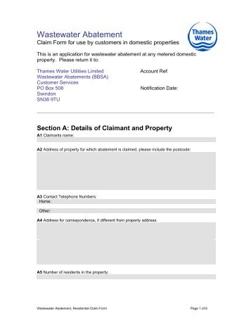 Domestic Application Form - Thames Water