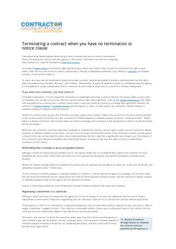 Terminating a contract when you have no termination or notice clause