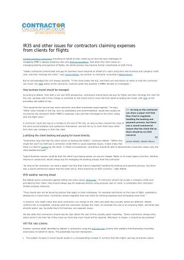 IR35 and other issues for contractors claiming expenses from clients ...