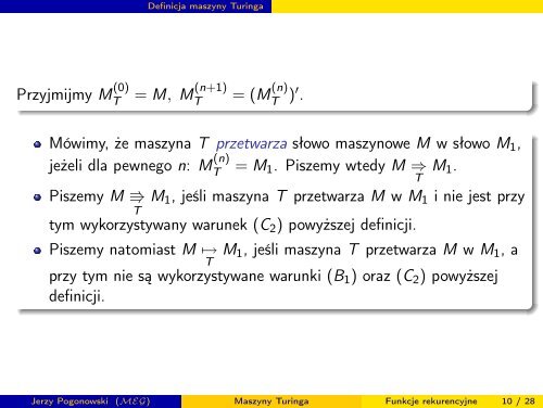 Maszyny Turinga - ZakÅad Logiki Stosowanej, UAM