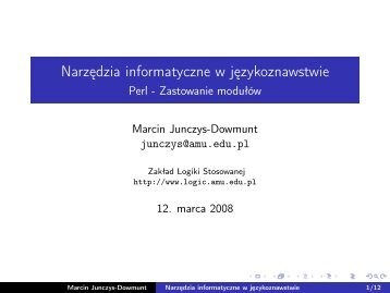 Perl - Zastowanie modulÃ³w - ZakÅad Logiki Stosowanej, UAM