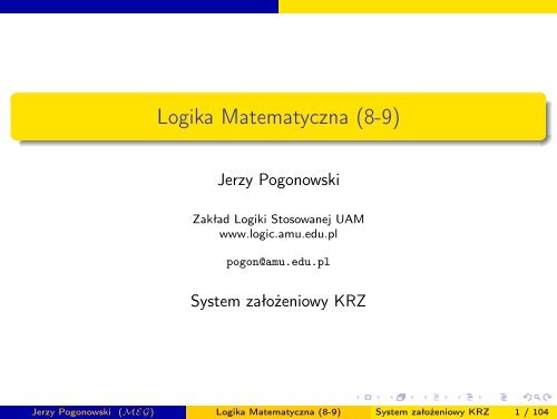 Dowody zaÅoÅ¼eniowe w KRZ. - ZakÅad Logiki Stosowanej, UAM