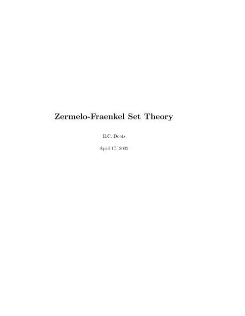 Zermelo-Fraenkel Set Theory