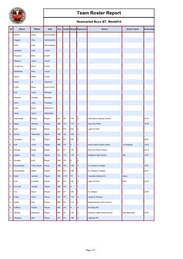 Team Roster Report