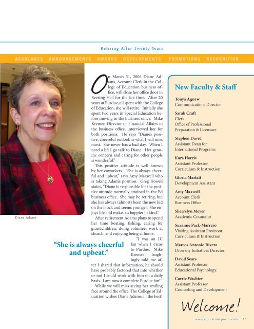 In this issue: - College of Education - Purdue University