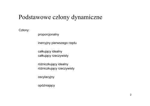 Podstawowe czÅony dynamiczne