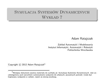 Symulacja SystemÃ³w Dynamicznych WykÅad 7