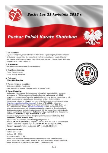 Regulamin Puchar Polski Karate Shotokan - Polski Związek Karate