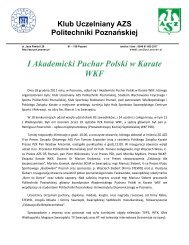 I Akademicki Puchar Polski w Karate WKF - Polski Związek Karate