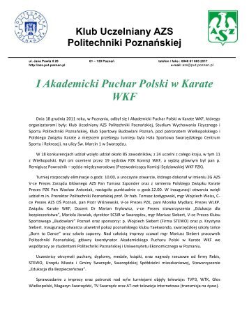 I Akademicki Puchar Polski w Karate WKF - Polski Związek Karate