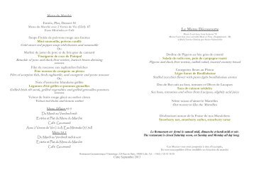 Carte & Menus Restaurant Gastronomique L'Hermitage