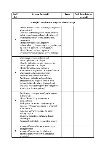 Dziennik praktyki zawodowej Technik Administracji TRZECI ...