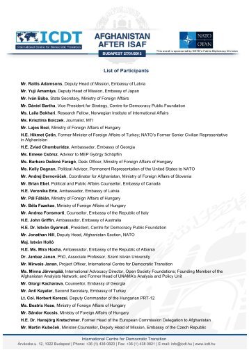List of Participants - ICDT