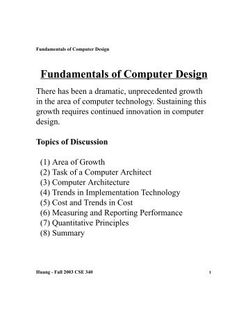 Fundamentals of Computer Design