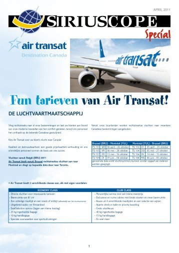 Special Fun tarieven van Air Transat! - Sirius-Travel