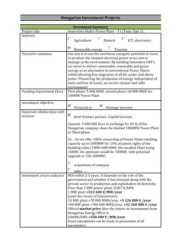 Hungarian Investment Projects - Hungarian Investment and Trade ...