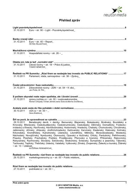 Monitoring za mÄ›sÃc Å™Ãjen 2011 - Univerzita Karlova