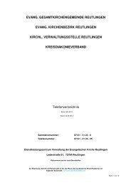 Telefonverzeichnis - Evangelischer Kirchenbezirk Reutlingen