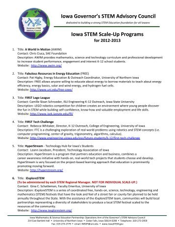 Iowa STEM Scale-Up Programs Iowa Governor's STEM Advisory ...
