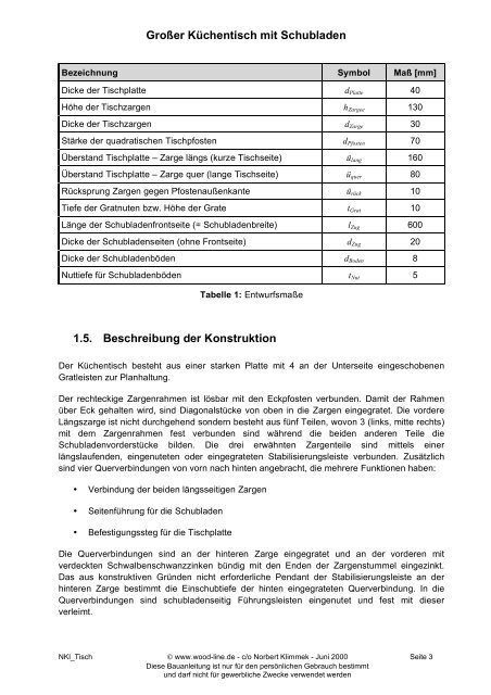 Großer Küchentisch mit Schubladen