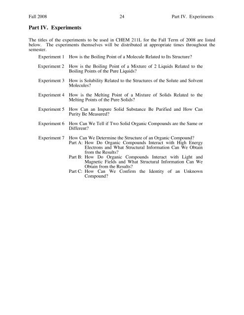 Organic Chemistry Semester 1 LABORATORY MANUAL - Moravian ...