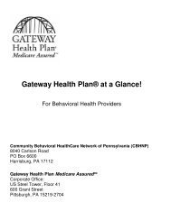 Gateway Health PlanÂ® at a Glance! - CBHNP