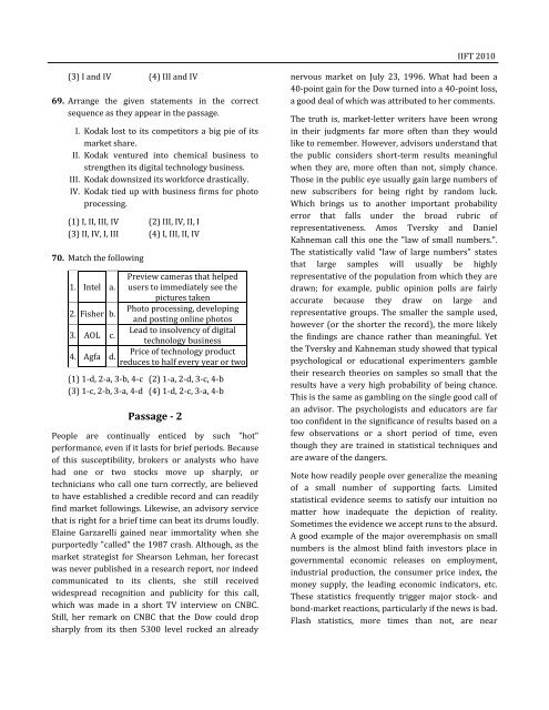 PREVIOUS IIFT QUESTION PAPER