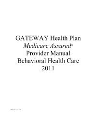 GATEWAY Health Plan Medicare AssuredÂ® Provider ... - CBHNP