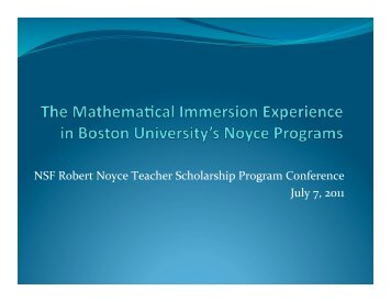 PROMYS for Teachers - The Robert Noyce Scholarship Program