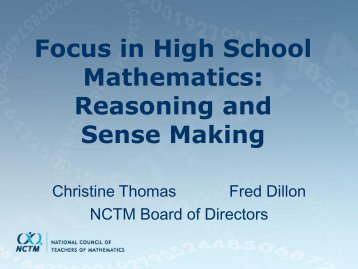 Teaching Strategies for a Reasoning and Sense Making Approach ...