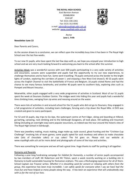 P7 Newsletter - June 2013 - Royal High School