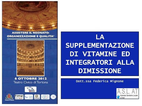 la supplementazione di vitamine ed integratori alla ... - ASL AL