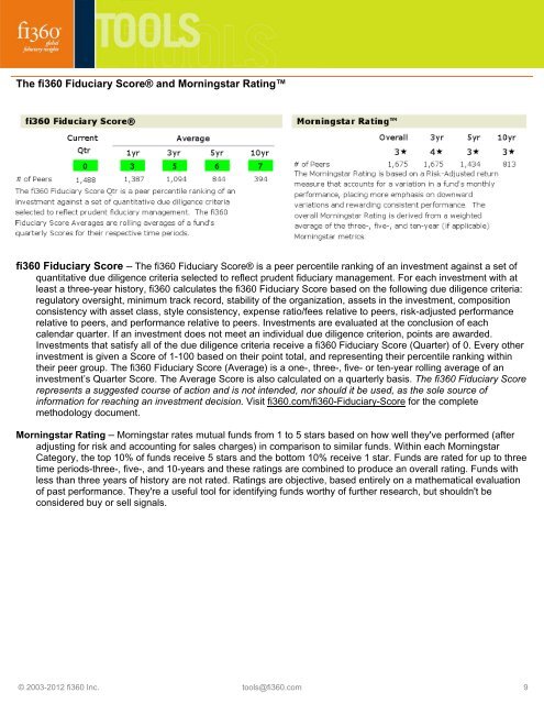 How to interpret the Fund Fact Sheet report - Fi360