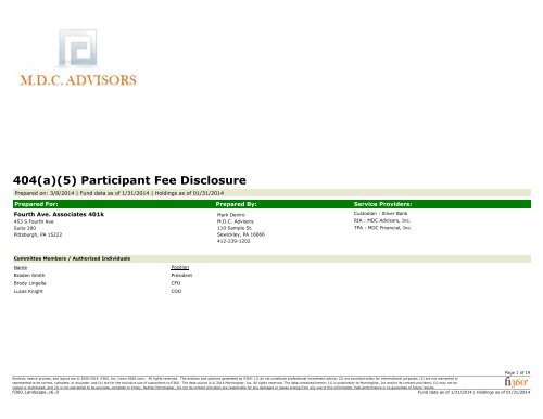 404(a)(5) Participant Fee Disclosure - Fi360