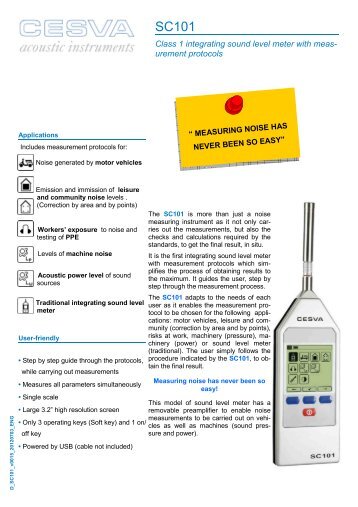 Class 1 integrating sound level meter with meas- urement protocols