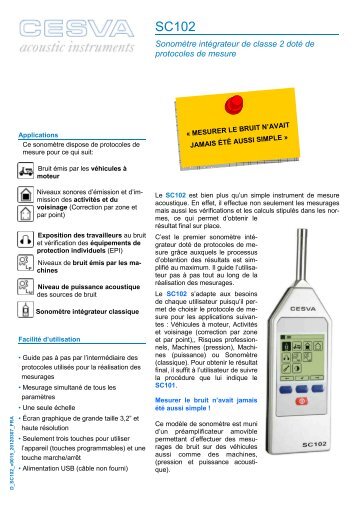 SonomÃ¨tre intÃ©grateur de classe 2 dotÃ© de protocoles de mesure