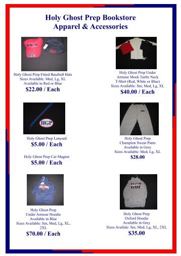 Holy Ghost Prep Bookstore Apparel & Accessories - CampusDish