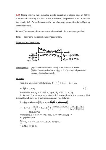 6.87 Steam enters a well-insulated nozzle operating at steady ... - CC