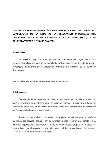 Pliego de Prescripciones TÃ©cnicas - Instituto de la Mujer de Castilla ...