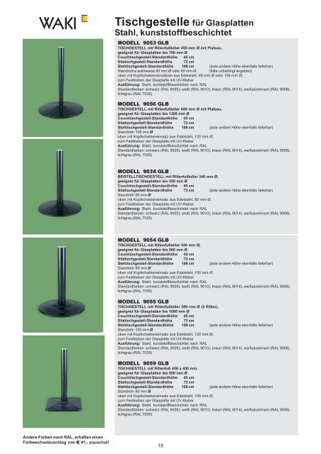 Tischgestelle für Glasplatten, Stahl verchromt - Waki Killmer GmbH