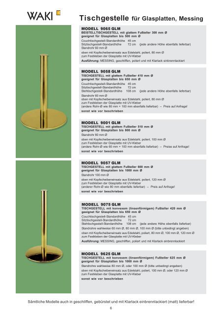 Tischgestelle für Glasplatten, Stahl verchromt - Waki Killmer GmbH