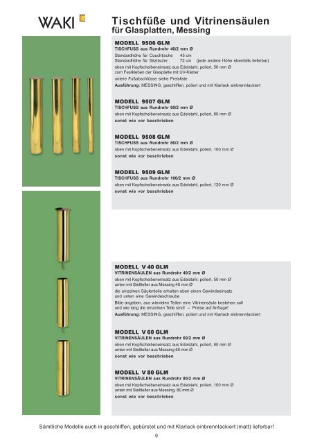 Tischgestelle für Glasplatten, Stahl verchromt - Waki Killmer GmbH