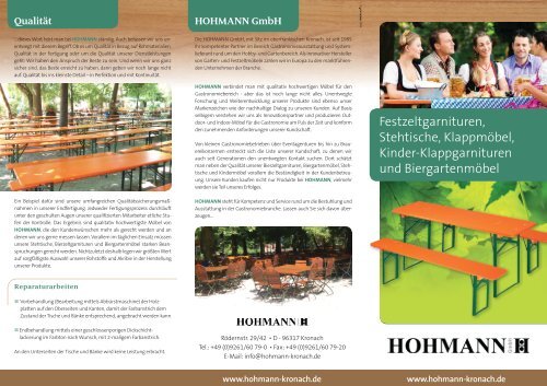 HOHMANN GmbH - Bierzeltgarnituren, Biergartenmöbel und ...