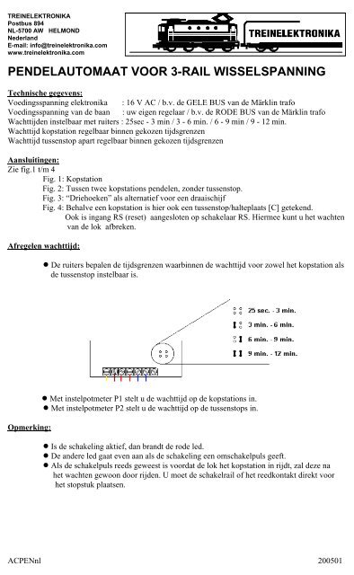 pendelautomaat voor 3-rail wisselspanning - Treinelektronika.com