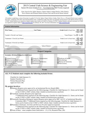 Senior Division Registration Form CUSEF Registration Forms