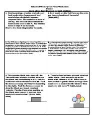 Friction & Centripetal Force Worksheet Physics Draw a Free Body ...